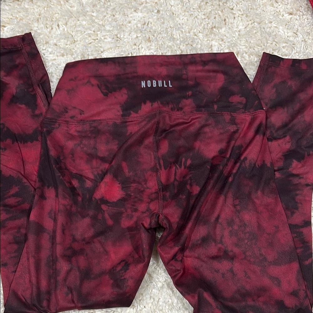 NOBULL Red and Black Tie-Dye Leggings